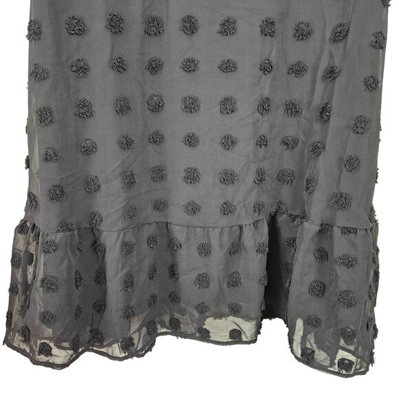 Womens Size S Swiss Dot Textured Black V-Neck Mini Dress W/ Ruffle Hem Casual - Picture 5 of 12